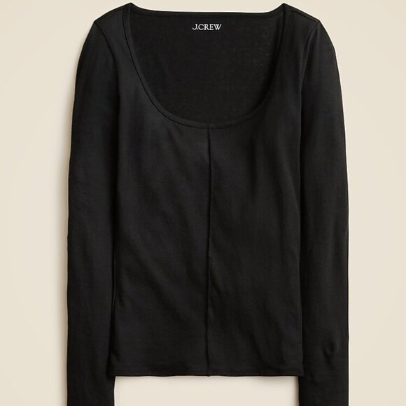 J. Crew Tissue crepe long-sleeve scoopneck T-shirt Size Small - Picture 1 of 10